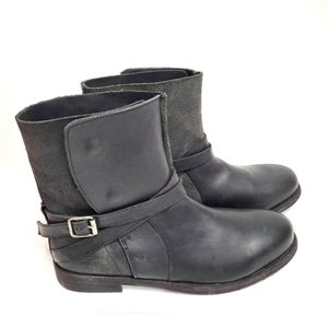 J.D. FISK Mens Motorcycle Biker Waxed Leather/Suede Boots